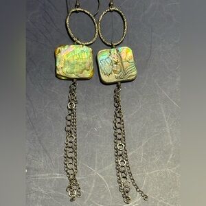 Elegant Sterling Silver Abalone Dangle Earrings